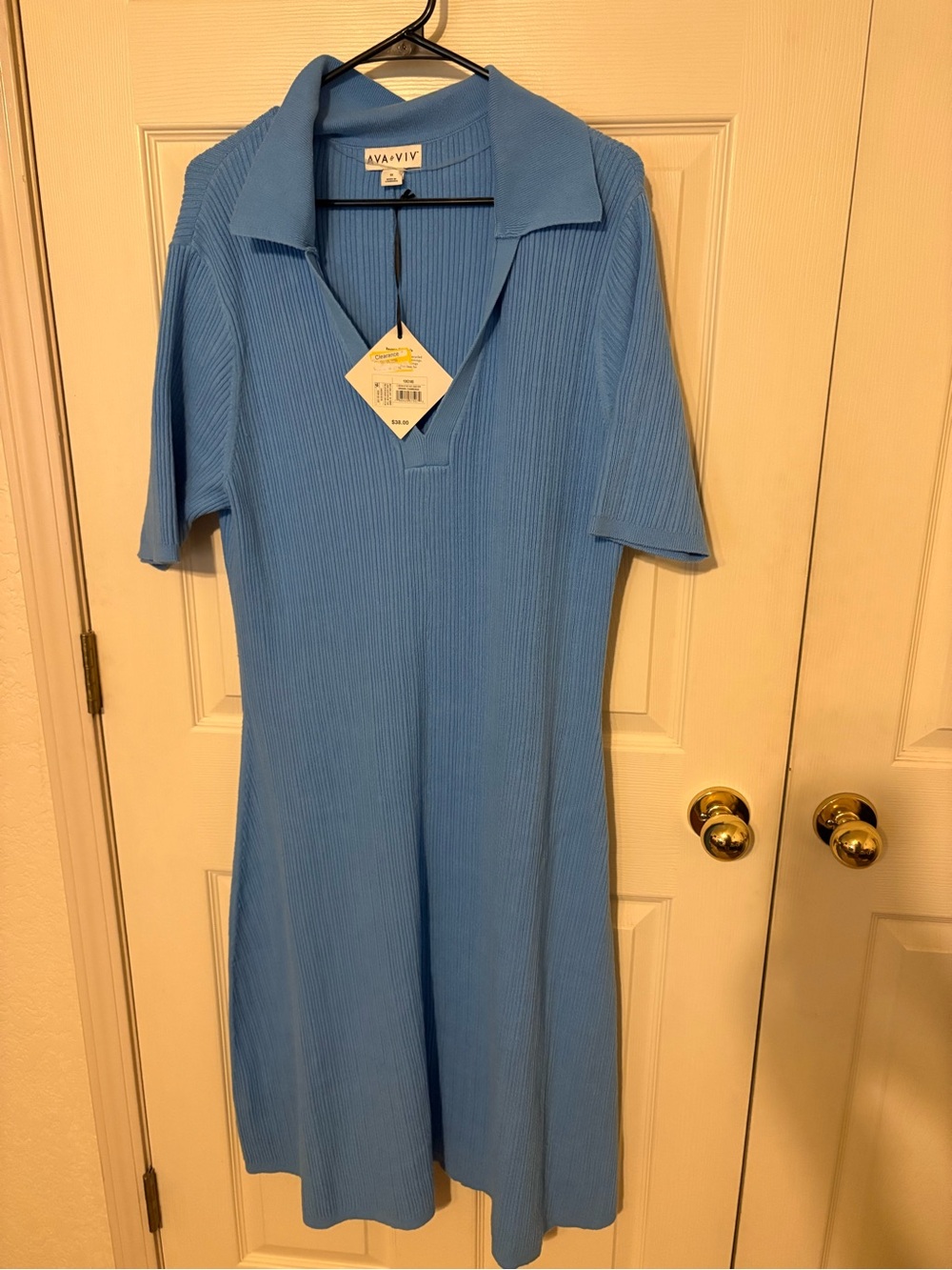 Blue sweater dress